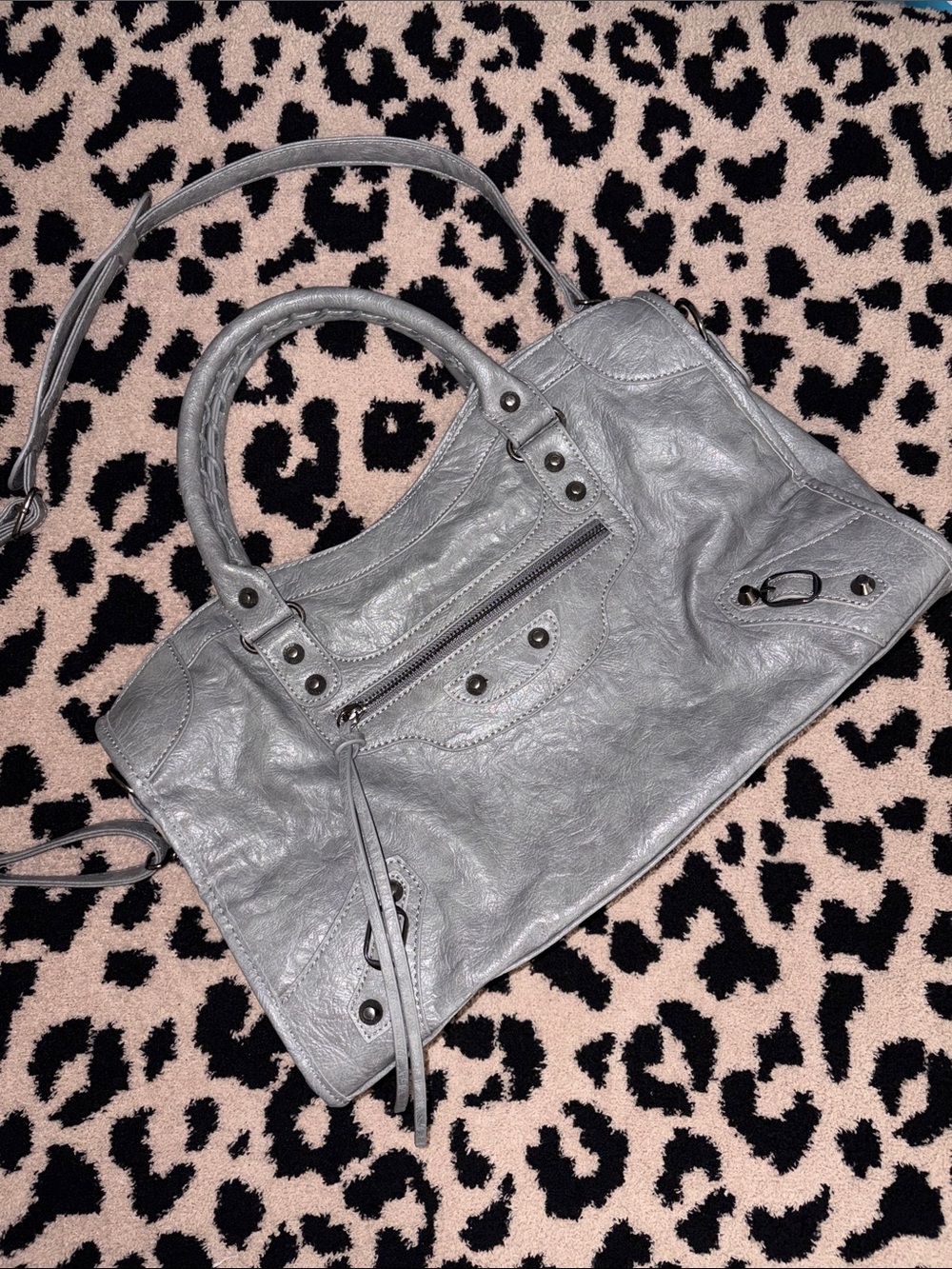 AKIRA Gray Double-Handle Shoulder Satchel